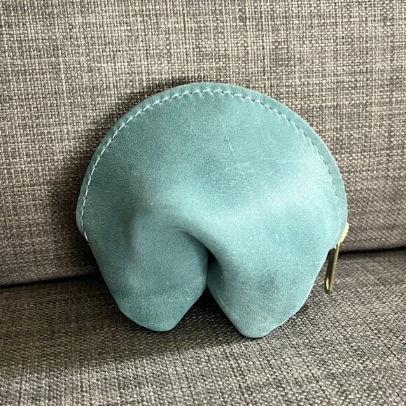 Portland Leather Fortune Cookie pouch in AQUA - Picture 2 of 2
